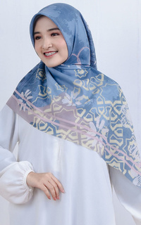 Hijab Motif Berkah Signature Square Voile Scarf  Old Blue