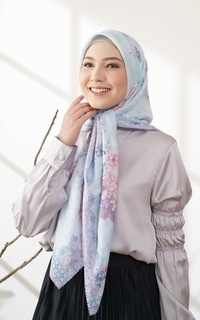 Printed Scarf Posy Series - Powder Blue