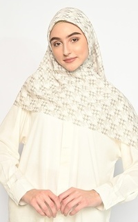 Printed Scarf Hijab Seri Empat Casya Creme Jahit Tepi