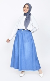 Rok Long Skirt Denim Edgy Ashley Light Blue