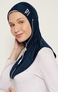 Hijab Instan LH047 sport hijab alfa earphone navy