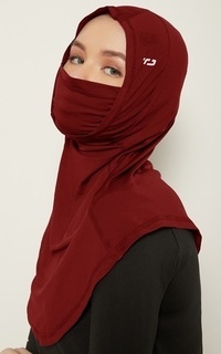 Instant Hijab LH054 kerudung masker tetta maroon