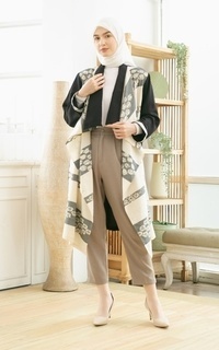 Cardigan Sevda White Tenun Long Cardigan