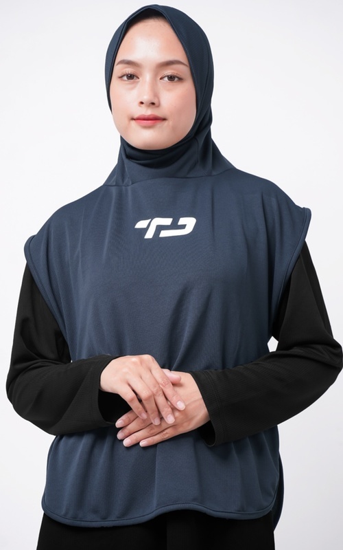 Pakaian Olahraga - LH077 Hbs Hijab Sport Outer Senam 2-In-1 Hoodie Abu Tua - Abu tua