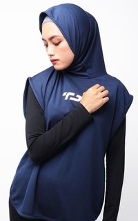 Pakaian Olahraga LSA04 Hbs Hijab Sport Outer Senam 2-In-1 Hoodie Navy
