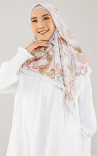 Printed Scarf Feuille White (Voal Square)