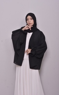 Cardigan Vervessa's Vintage Ruffled Balloon Sleeve Black | Outer Polos Basic Kerja