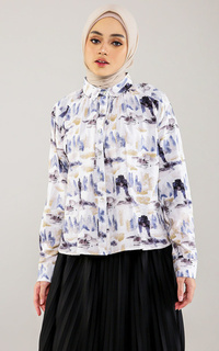 Shirt Abstract Crop  Shirt - Dark Blue