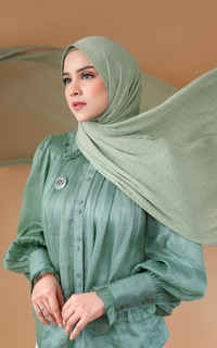 Pashmina Tapis Pleated Shawl - Pistachio Multicolor-501124