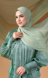 Pashmina Tapis Pleated Shawl - Pistachio Multicolor-501126