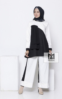 Matching Sets Setelan Hitam Putih cotton Gamila Set