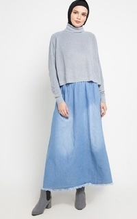 Rok Bundle 2 Pcs Long Skirt Denim Edgy