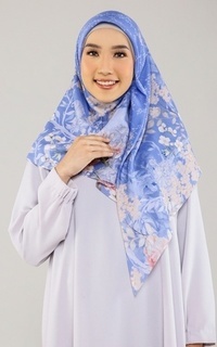 Printed Scarf Poppy Blue (Voal Square)