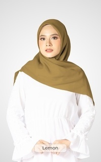 Plain Scarf Nayanika Hijab Voal Ultrafine Polos Lasercut lemon