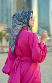 Hijab Motif Dubai Voile Square - Navy Multicolor-508673