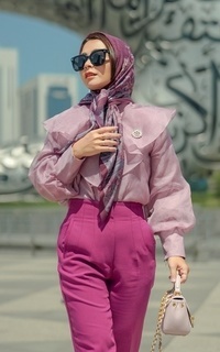 Hijab Motif Dubai Voile Square - Magenta