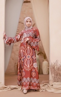 Gamis Rayya Dress Printing Maroon Colour