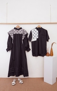 Matching Sets Dress + Kemeja Hitam  Couple Set 