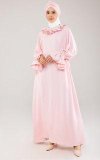 Long Dress Abaya Lace Peach