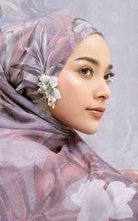 Hijab Motif Monstera - Mauve