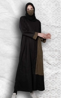Long Dress MInea Alilah Gamis Tenun Hijab Hitam