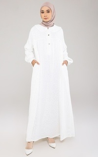 Long Dress Noor Abaya White Abstract Raya Collection