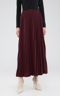 Rok Basic Pleats Skirt Maroon