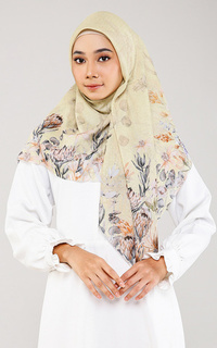 Printed Scarf Exotic Flower - Yellow (Voal Square)