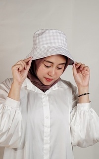 Headpiece Bucket Hat Checkred Grey