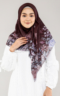 Printed Scarf Exotic Flower - Maroon (Voal Square)