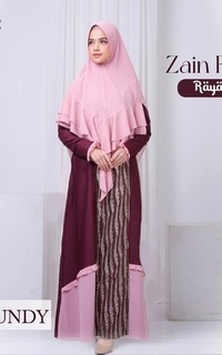 Gamis Zain Family Raya - Gamis Mom Burgundy S (Dress Only)