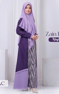 Long Dress Zain Family Raya - Gamis Mom Lilac M (Dress Only)