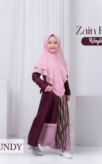 kids' clothing Zain Family Raya Set - Gamis Kids Burgundy XL