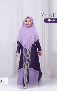 Pakaian Anak Zain Family Raya Set - Gamis Kids Lilac M