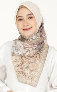 Hijab Motif Anatolia Signature Square Voile Scarf Hijab Premium Wanita Apricot