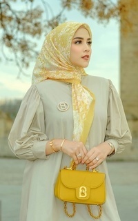 Hijab Motif The Granada Voile Square - Lemon