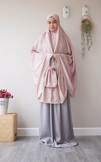 Praying Set Mukena Resleting Maryam Polos Dusty Pink