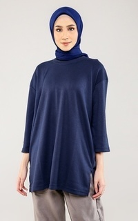 Tunik Waffle Oversize T-Shirt Navy