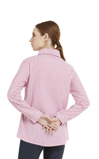 Kemeja Kemeja Salur Basic Lengan Panjang Garis Shirt Wanita - Pink Pink-522760
