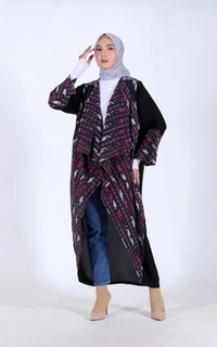 Cardigan Sevgil Waterfall Black Tenun Long Cardigan