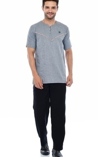 Pakaian Pria Basic Shirt Short Sleeve - Blue ZRN08