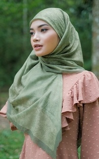 Hijab Motif Rimba Series - Olive