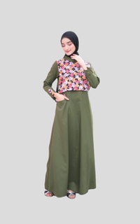 Gamis Jihan Toyobo Dress Green Flower XXL