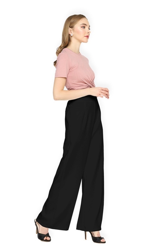 Shop HIJUP BASIC High Waist Scuba Pants Pants