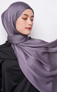 Pashmina Daw Project DH081 Kerudung Pashmina Pasmina Phasmina Crinkle Satin Silk Premium Shawl Royal Grey