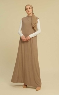 Gamis Inner Dress Tanpa Lengan Taupe-530196
