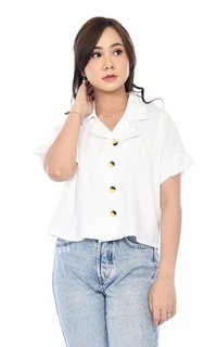 Blouse Yoenik Apparel Rale Collar Shirt Tops White M16845 R83S2