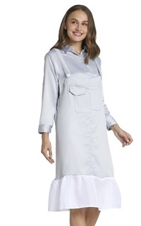Jumpsuit Gaynelle Overall Moscrepe Aiko Motif Solid Mini Dress Wanita Design Simple Fashionable - Abu Muda