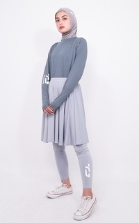 Celana Td Active Legging Rok Olahraga Dual Layer (2-In-1) Abu Muda-536041