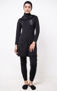 Pakaian Olahraga Td Active LSA68 Baju Renang Muslim Jumpsuit Hijab Hitam